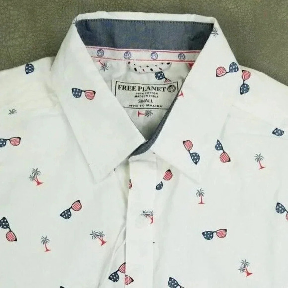 Free Planet Small Men's Stars and Stripes Sun Glasses Palm Trees White Logo Tag - Picture 9 of 10